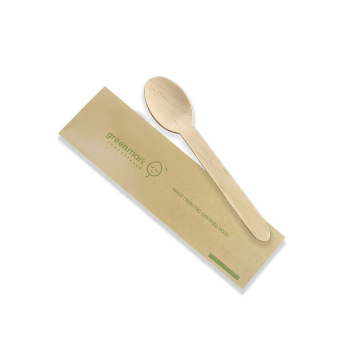 WOODEN SPOON INDIVIDUALLY WRAPPED 160MM-500PC-BOX